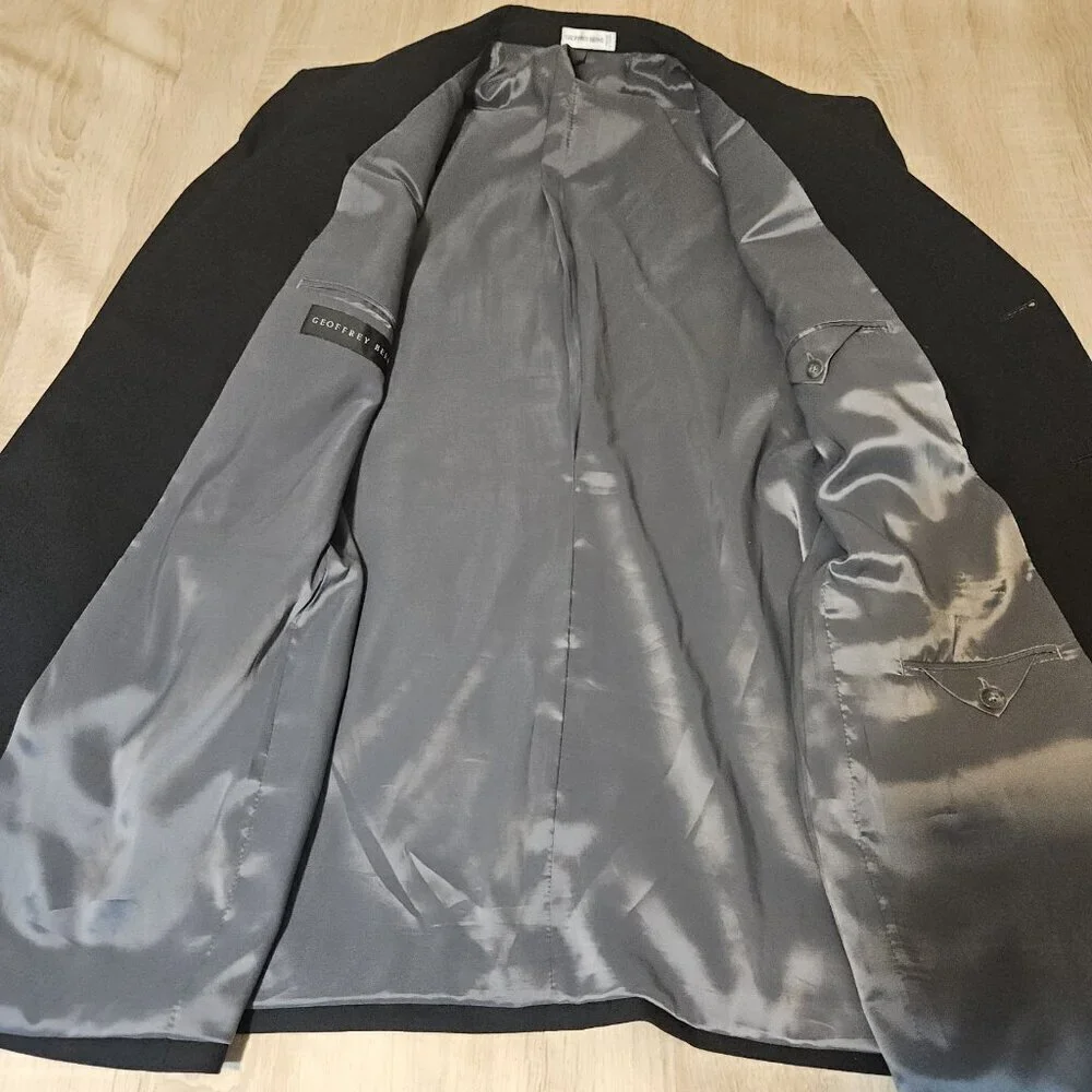 Geoffrey Beene Mens Size 44L Black Wool Blazer Sports Coat